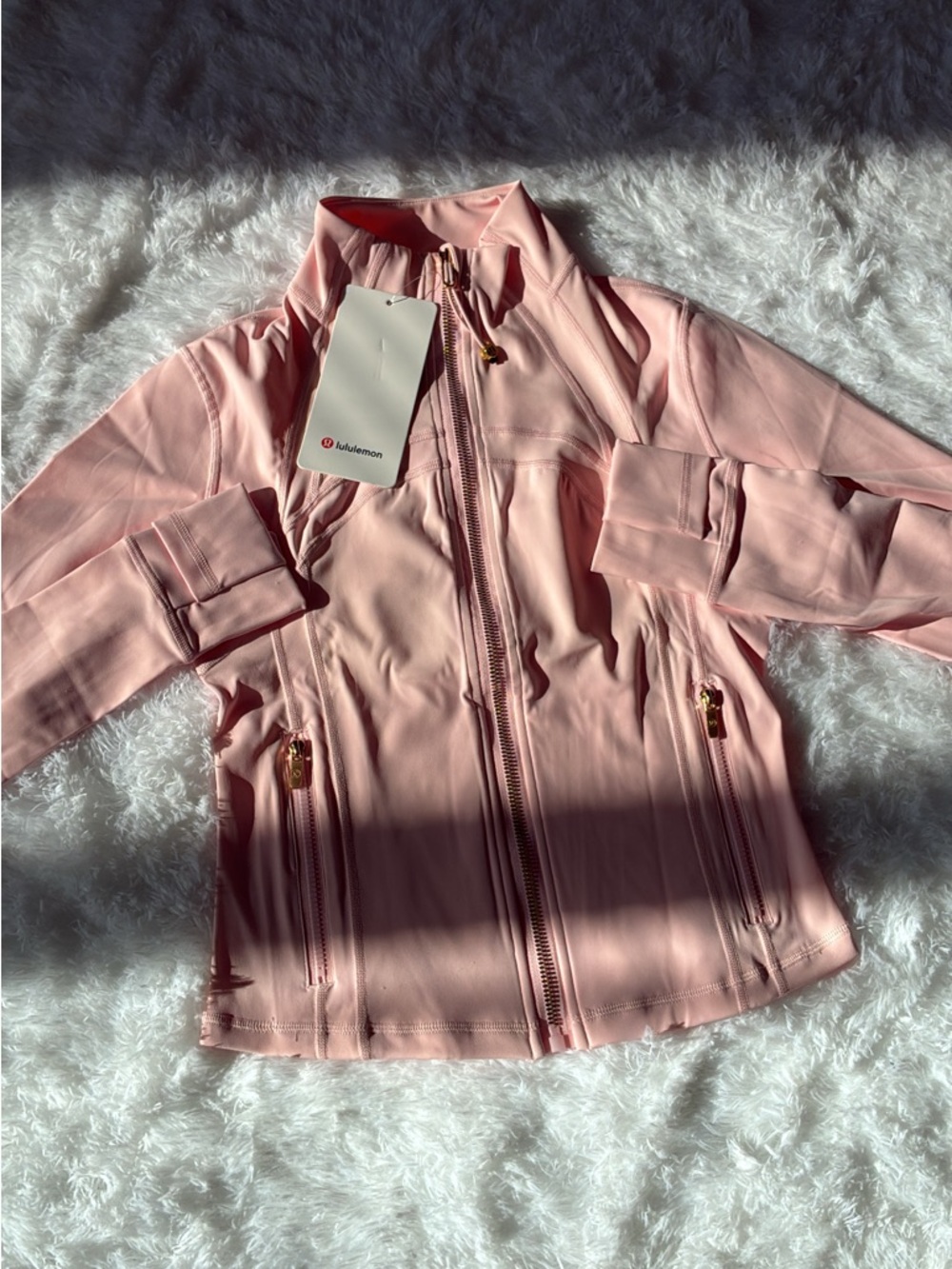 Lululemon Pink Zip Up Jacket Size S Gold Zip Fitted Athletic Jacket NWT